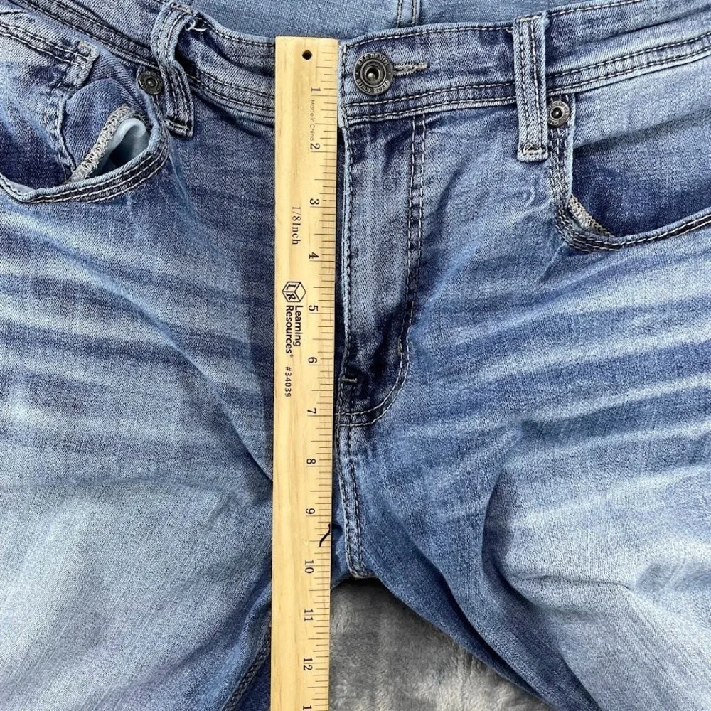 BKE Tyler Straight Jeans Mens 36x32 Fits 36x30 Blue Stretch Stretch Whiskers